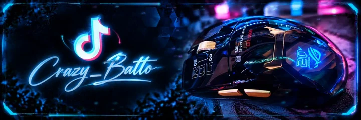 Crazy_Batto-Header mit TikTok-Zeichen und beleuchteter ROG-Maus